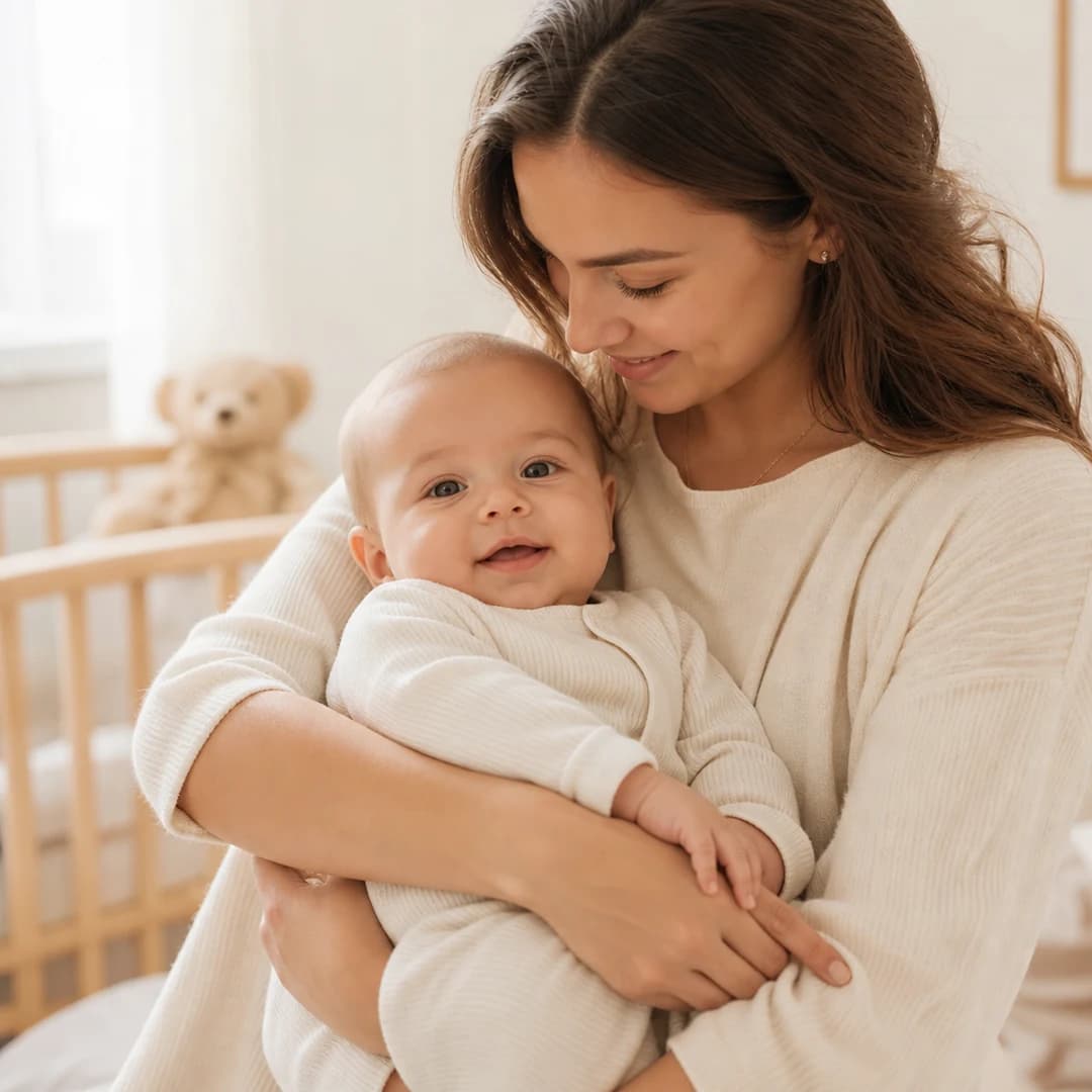 Baby in loving hands - gentle care